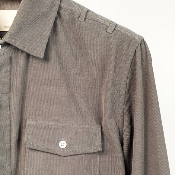 Band of Outsiders Grey Corduroy Button-Up Shirt - Picture 5 of 9